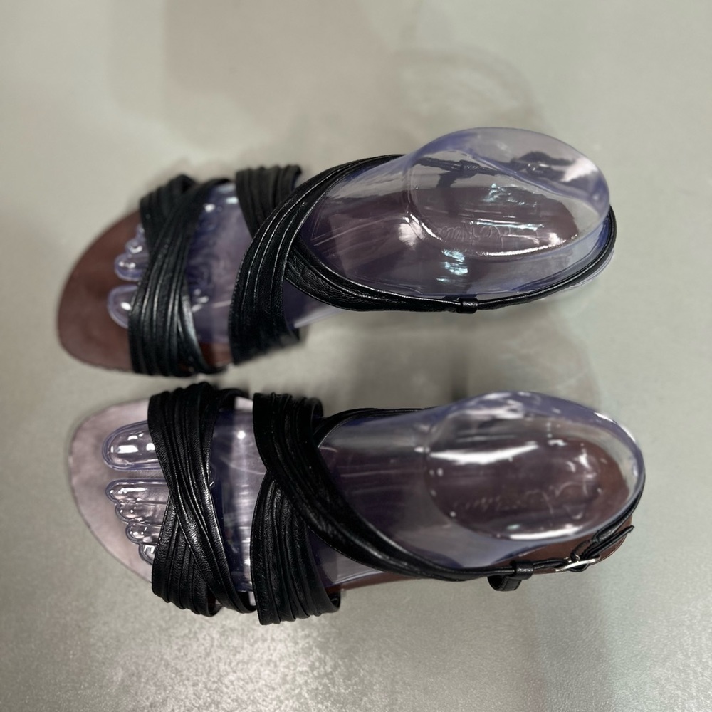 Cole Haan Black Leather Brown Slingback Slide Sandals Women Size 7.5B - Picture 6 of 12